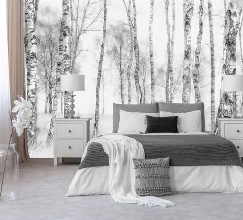 Gray Birch Tree Wallpaper Mural Peel and Stick by TUNDJ