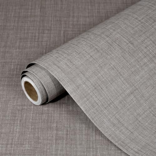 Dark Gray Grasscloth Peel and Stick Wallpaper 23.6"x200" by Qianglive
