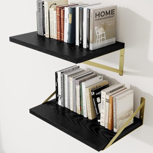 Deep Wall Shelves 16"W x 12"D Engineered Wood Floating Shelves by Venusmiles