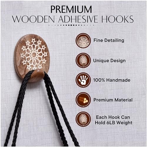 Indian Shelf 24 Piece Wooden Adhesive Wall Hooks - Image 5