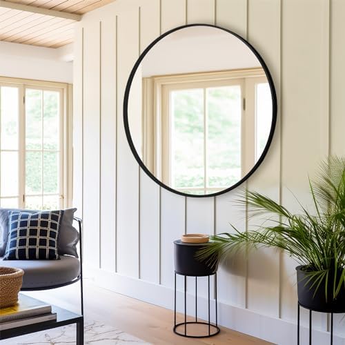 Black Round Mirror 30 Inch, Wall Circle Mirror - Image 6