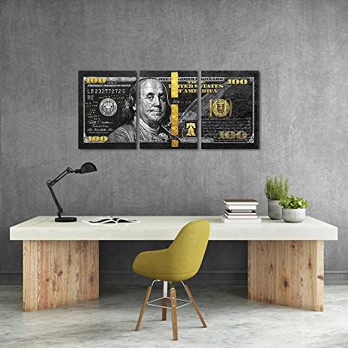 Yatsen Bridge Money Wall Art Black and Gold Pictures Wall Decor 3 Panels 100 - Image 3