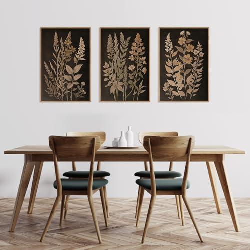 HLNIUC Vintage Botanical Fern Framed Canvas Wall Art Set, Netural Minimalist - Image 6