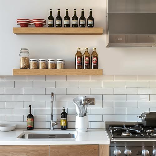 24in Oak Floating Shelves for Wall, Home Decor - Image 3