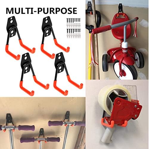 Garage Utility Double Hooks, Heavy Duty Steel Wall Mount Storage Organizer - Image 3