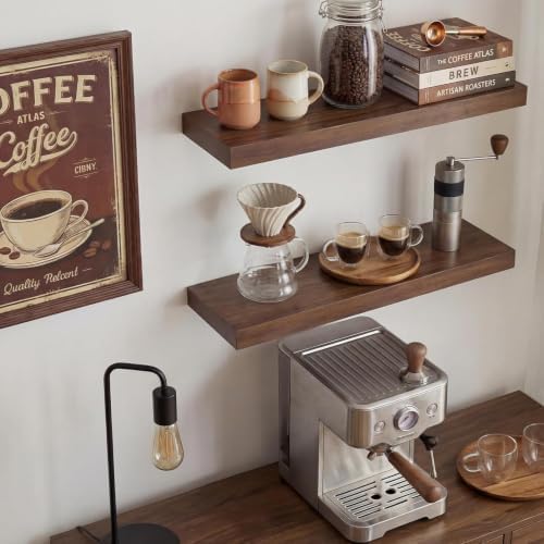 24in Walnut Floating Shelves for Wall, Home Decor - Image 2