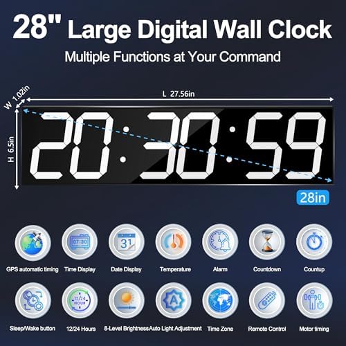 CHKOSDA Large Digital Wall Clock 28 Inch - Image 5