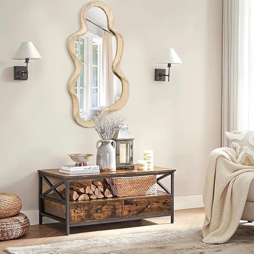 Asymmetrical Mirror, Large Irregular Wall Wood Frame Mirrors Wavy Mirror - Image 6