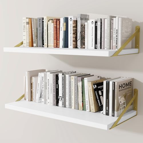 Deep Wall Shelves 30"W x 12"D Engineered Wood Floating Shelves by Venusmiles