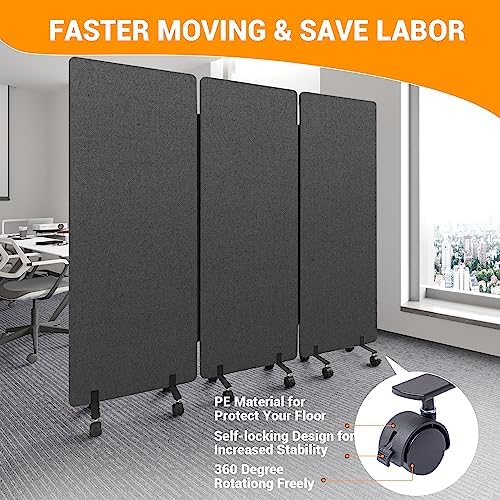 66in 3 Panel+3 Panel Soundproof Room Divider, Acoustic Office Divider - Image 7