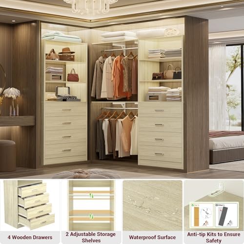 Aheaplus Closet Drawers System, 21.3" Wood Closet Organizer - Image 4