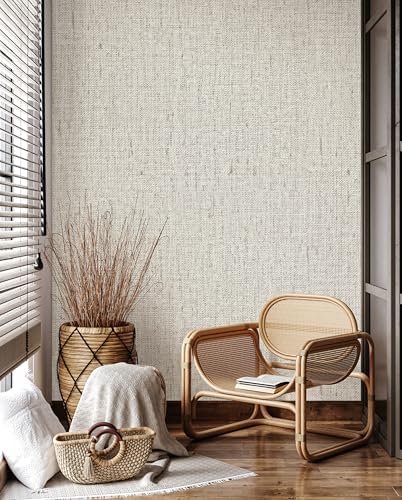 Grasscloth Peel and Stick Wallpaper Beige and Gray 15.7in x 118.1in - Image 5
