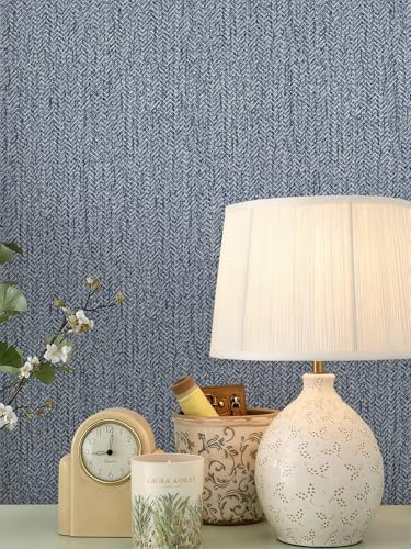 Grasscloth Peel and Stick Wallpaper Blue Contact Paper 16in x 393in - Image 6