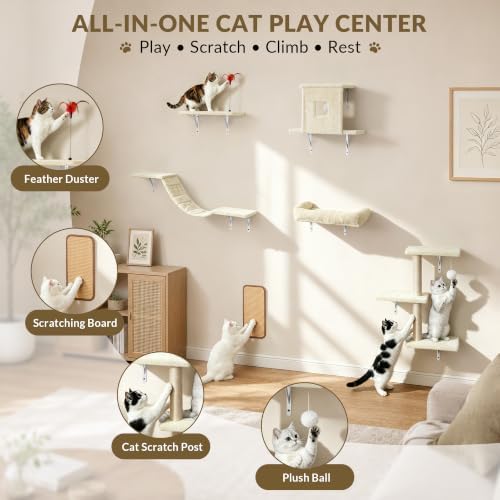 Cat Wall Shelves, 6-in-1 Cat Wall Furniture Set - Image 4