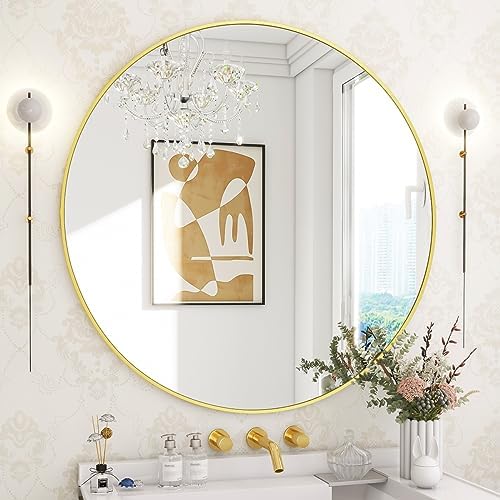 BEAUTYPEAK 30 Inch Round Mirror, Metal Frame Circle Mirror by BEAUTYPEAK