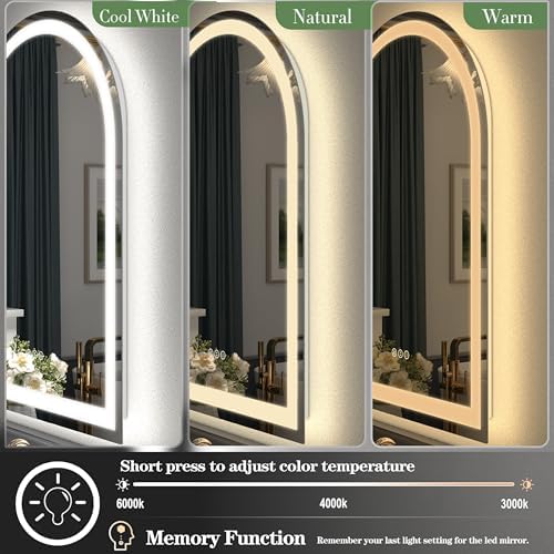 22x32 Inch Arched LED Bathroom Mirror - Image 4