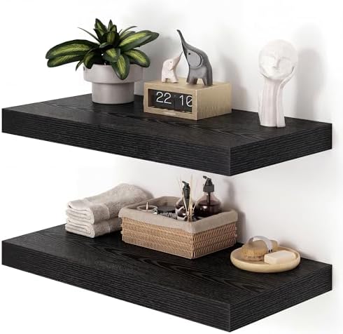 Heimlove 12" Deep Black Floating Shelves by Heimlove