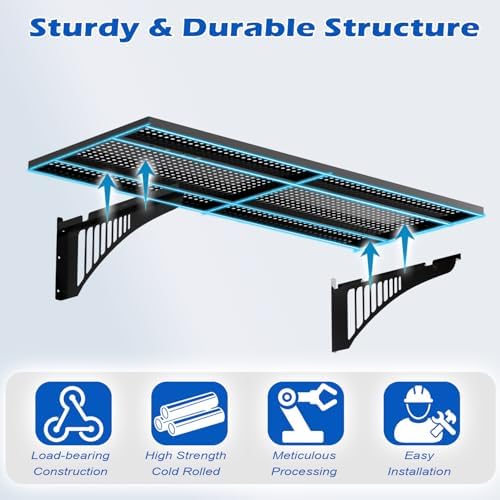 YOLENY 2Pack 1.64x4FT Heavy Duty Garage Wall Shelving, 500 lbs Load Capacity - Image 5
