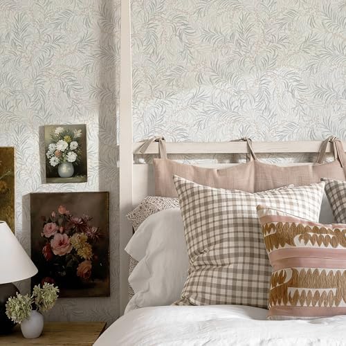 Ismoon Boho Wallpaper Peel and Stick Dusty Green Botanical Wallpaper 17.3in - Image 3