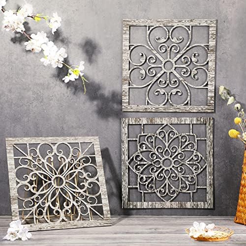 Yulejo 4 Pieces Thicken Rustic Wall Decor Farmhouse Wall Art Decor Wooden - Image 3