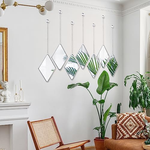 Qunclay 12 Pcs Diamond Wall Mirror Decorative Set Hanging Mirrors - Image 6