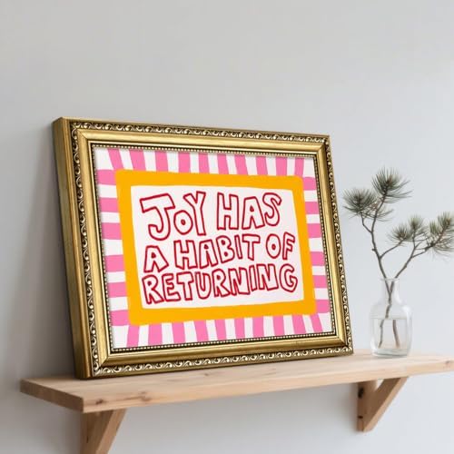 Gold Framed Quote Wall Art, Joy Has A Habit Of Returning Print - Image 2