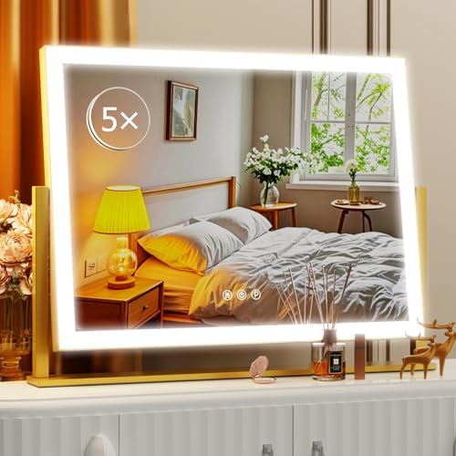 Gvnkvn Lighted Makeup Mirror, 17.3"x13" Hollywood Vanity Mirror by Gvnkvnlightupyourhome