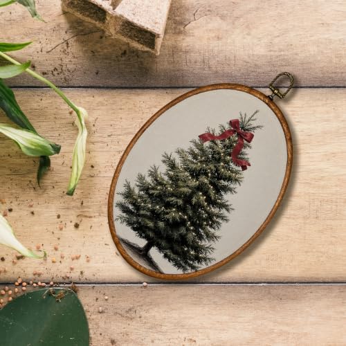 KSDUT Vintage Moody Christmas Evergreen Tree Oval Wall Art 8.6"x11.4" - Image 4