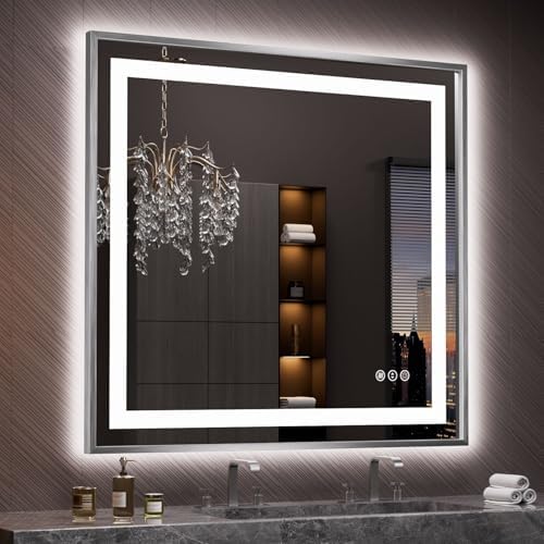 Amorho LED Bathroom Mirror 40"X38", Front Light and Backlit by Amorho