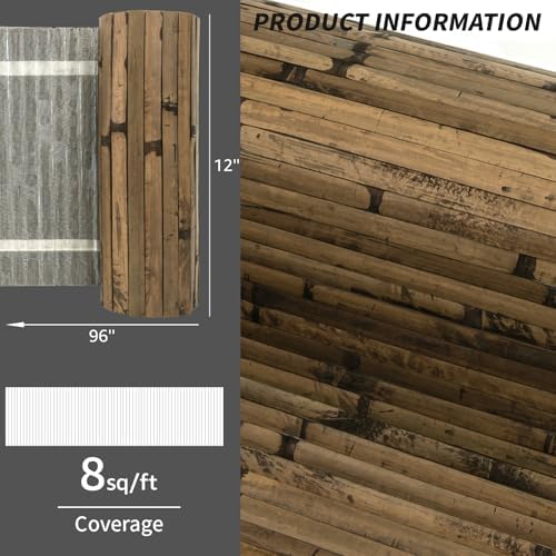 Art3d 12 x 96 in Pole Wrap Natural Bamboo Wall Panel, Dark Burned - Image 5