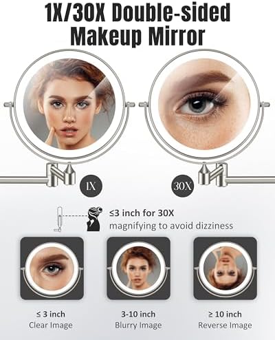 30X/1X 8 Inch Wall Mounted Magnifying Makeup Mirror - Image 2