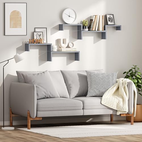 SRIWATANA Weathered Gray Floating Shelves - Image 3