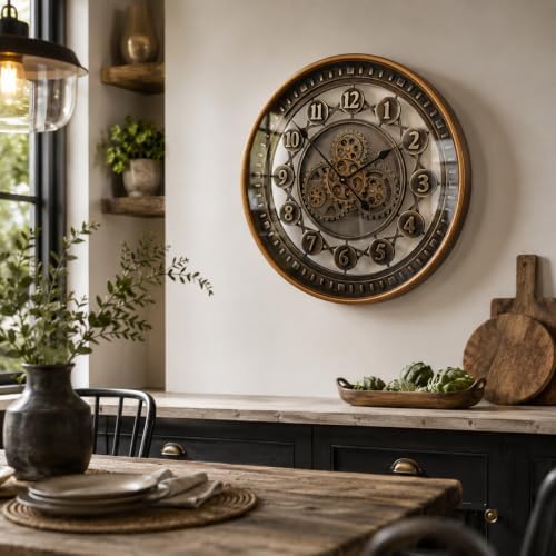 October Elf 24 Inch Large Wall Clock, Bronze Brown - Image 4