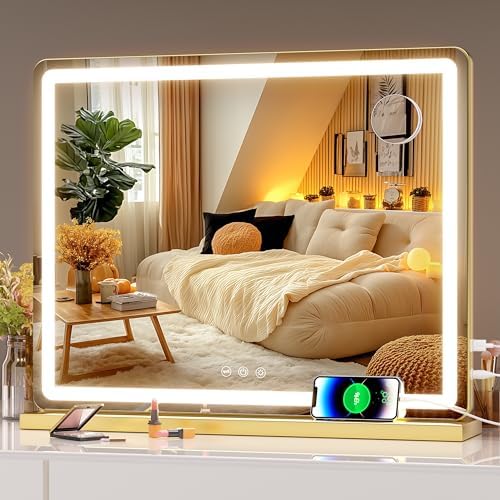 Hasipu Vanity Mirror with Lights, 22.8" x 18" LED Makeup Mirror, Lighted Makeup by Whatssuitableisthebest