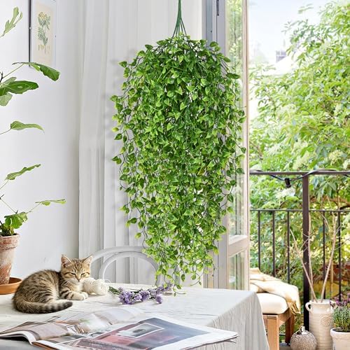 Waipfaru 4Pcs Artificial Hanging Plants, Fake Vines Boston Ivy - Image 2