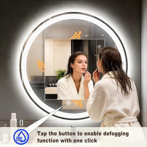 LTFUUAI 24" Round LED Bathroom Mirror - Image 5