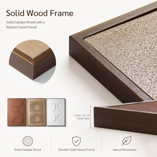 Thalasse Large 3D Textured Framed Abstract Wall Art Set of 3, Earth Tones - Image 3