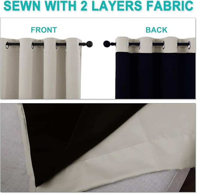 NICETOWN Natural 100% Blackout Curtains - Image 5