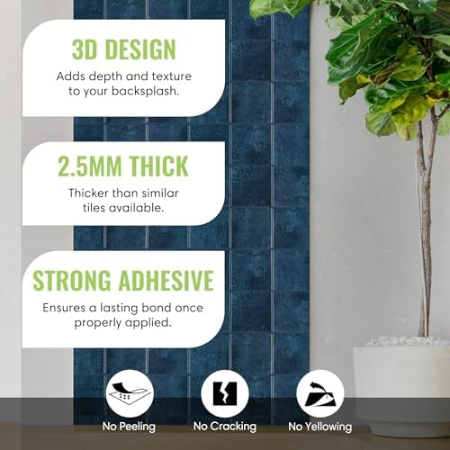 Select 5 Pack Peel and Stick Backsplash Square Tiles, 12x12 in - Image 2