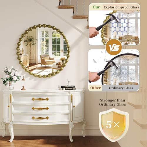 28 Inch Bronze Round Mirror, Modern Decorative Wall Mirror - Image 2