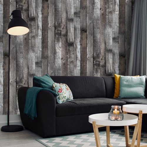 Yun-aeon Natural Wood-Dark Grey Contact Paper Peel and Stick Wallpaper - Image 4