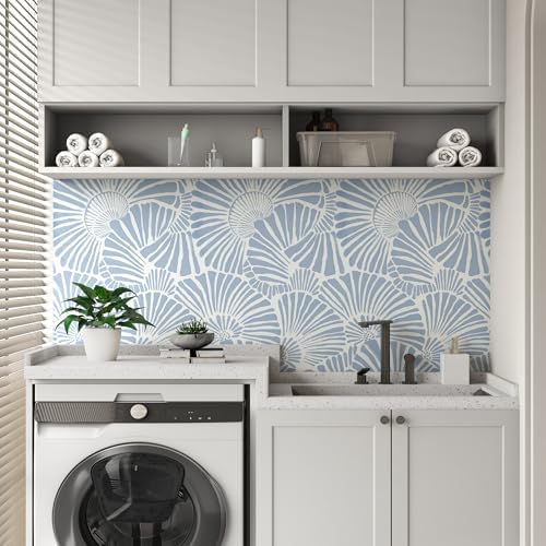 Theper White and Blue Wallpaper Peel and Stick Wallpaper Modern 17.3"×197" - Image 6