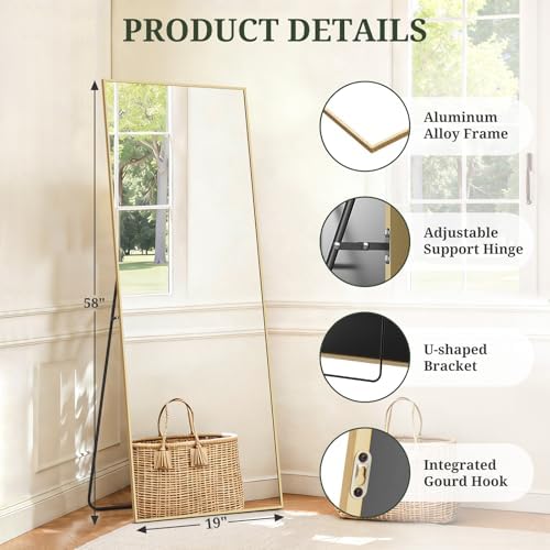 Mirror Full Length 58"x19", Rectangle Full Body Floor Mirrors - Image 4