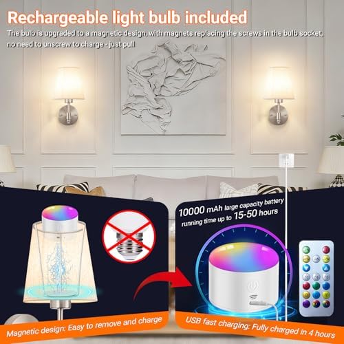 YHCDLAMP Peel and Stick Wall Sconces, No Drilling Stick On Wall Sconce - Image 3