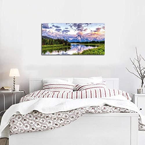 arteWOODS Landscape Canvas Wall Art Nature Picture Oxbow Bend Grand Teton - Image 4