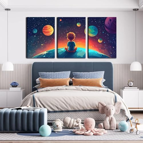 3Pcs Space Boy Canvas Wall Art Cute Inspirational Space Fantasy Wall decor - Image 3