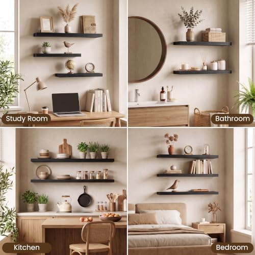 Acovy 32x8in Floating Shelves 2 Pack, Wall Mount Display Shelf - Image 6