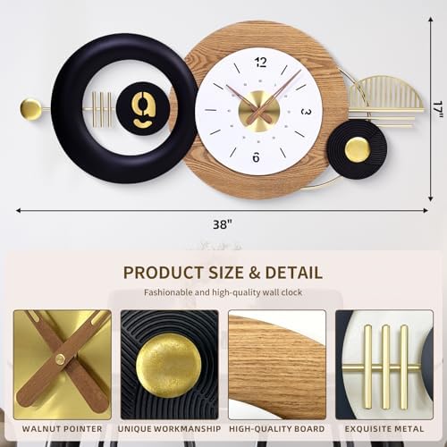 38x17 Inch Modern Silent Battery Powered Wall Clock - Image 2