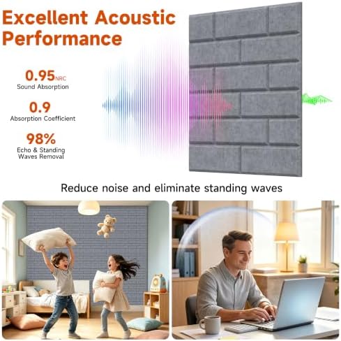 TO-TH Acoustic Panels Self-Adhesive Sound Absorbing Wall Panel 24Pack - Image 3