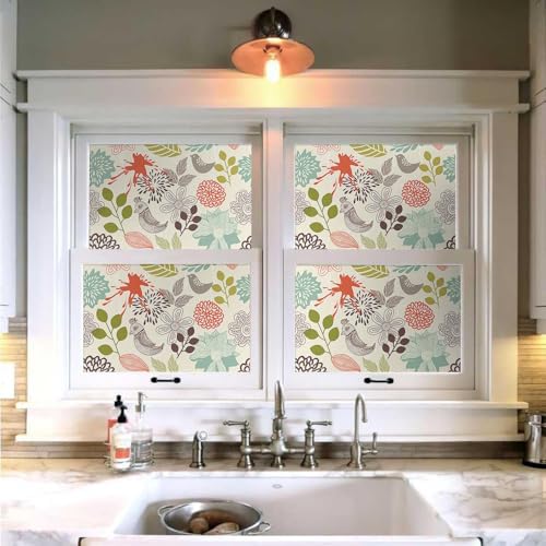 MuralPeel Vintage Blue Green Red Flower Plant Bird Peel and Stick Wallpaper - Image 4